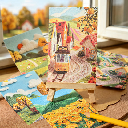Four Woven Autumn Scenes Sticker 30pcs