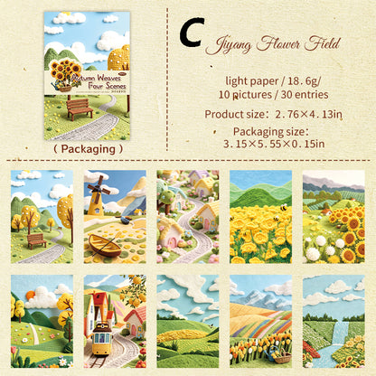Four Woven Autumn Scenes Sticker 30pcs