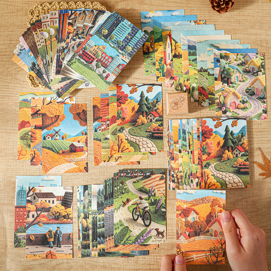 Four Woven Autumn Scenes Sticker 30pcs