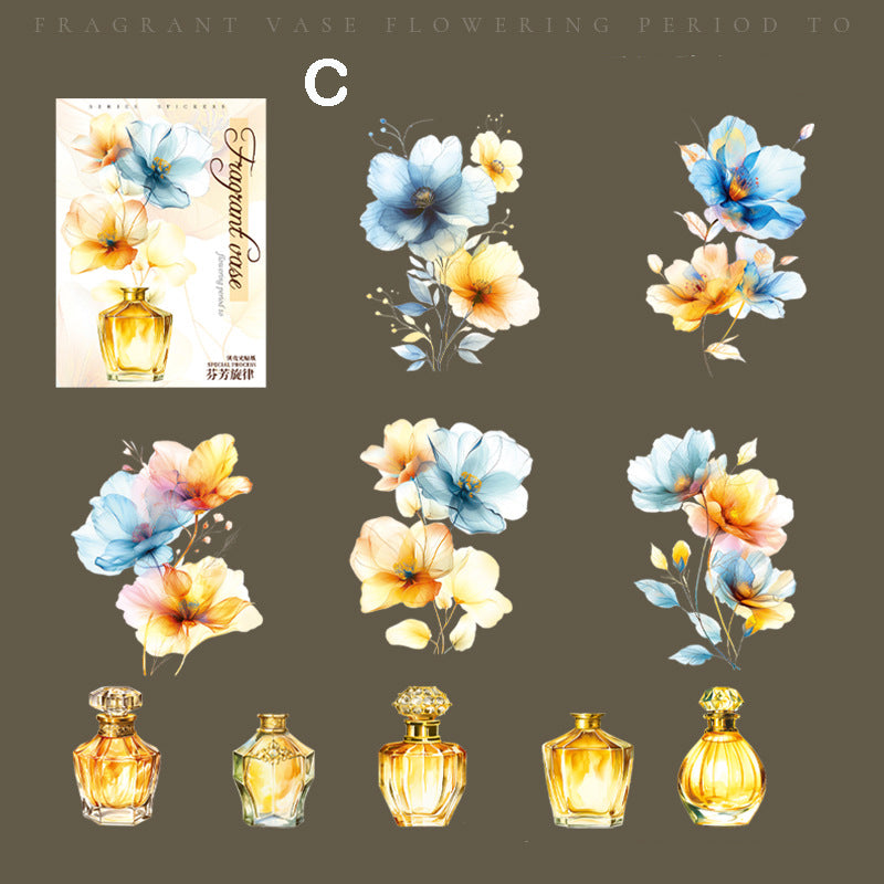 Fragrant Vase Flower Stickers 10pcs