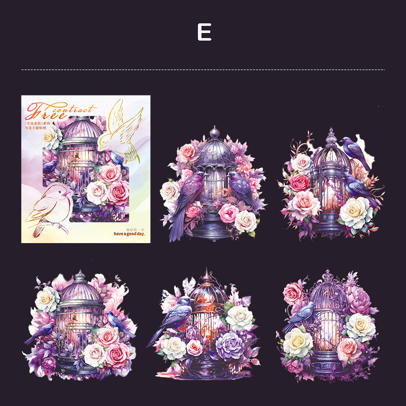 Beautiful Flower Cage Sticker 5pcs