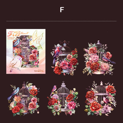 Beautiful Flower Cage Sticker 5pcs