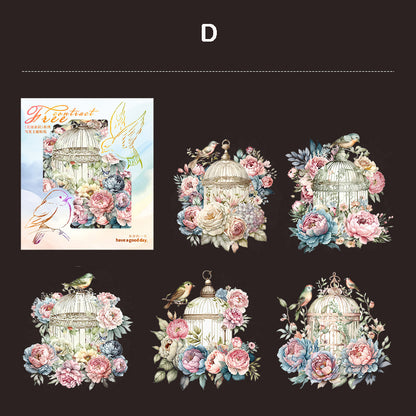 Beautiful Flower Cage Sticker 5pcs