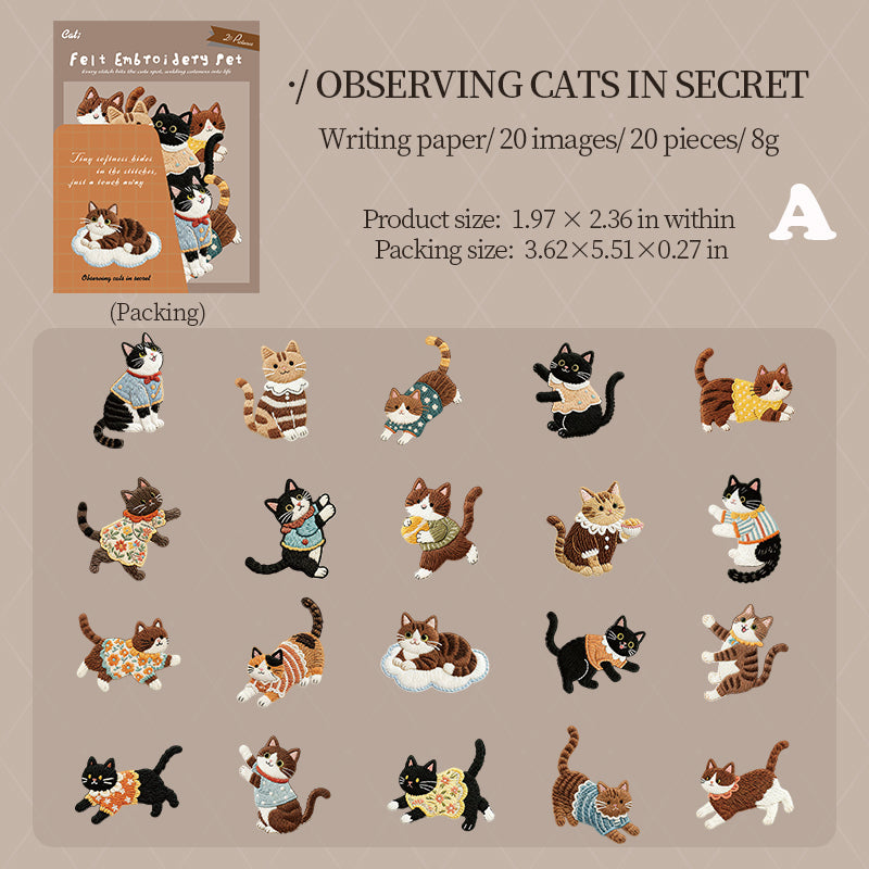 Fuzzy Embroidery Cuties Stickers 20pcs