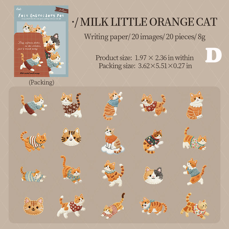 Fuzzy Embroidery Cuties Stickers 20pcs