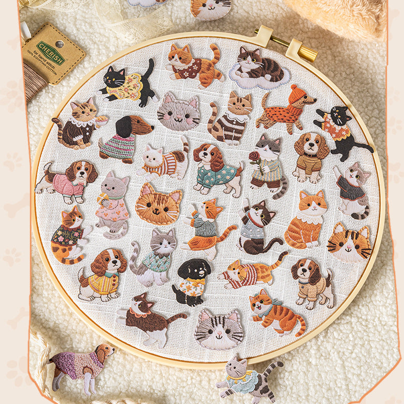 Fuzzy Embroidery Cuties Stickers 20pcs