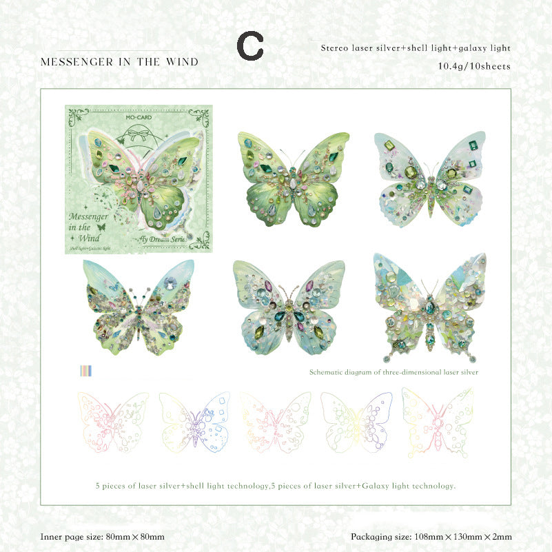 Gem Butterfly Dream Stickers 10pcs