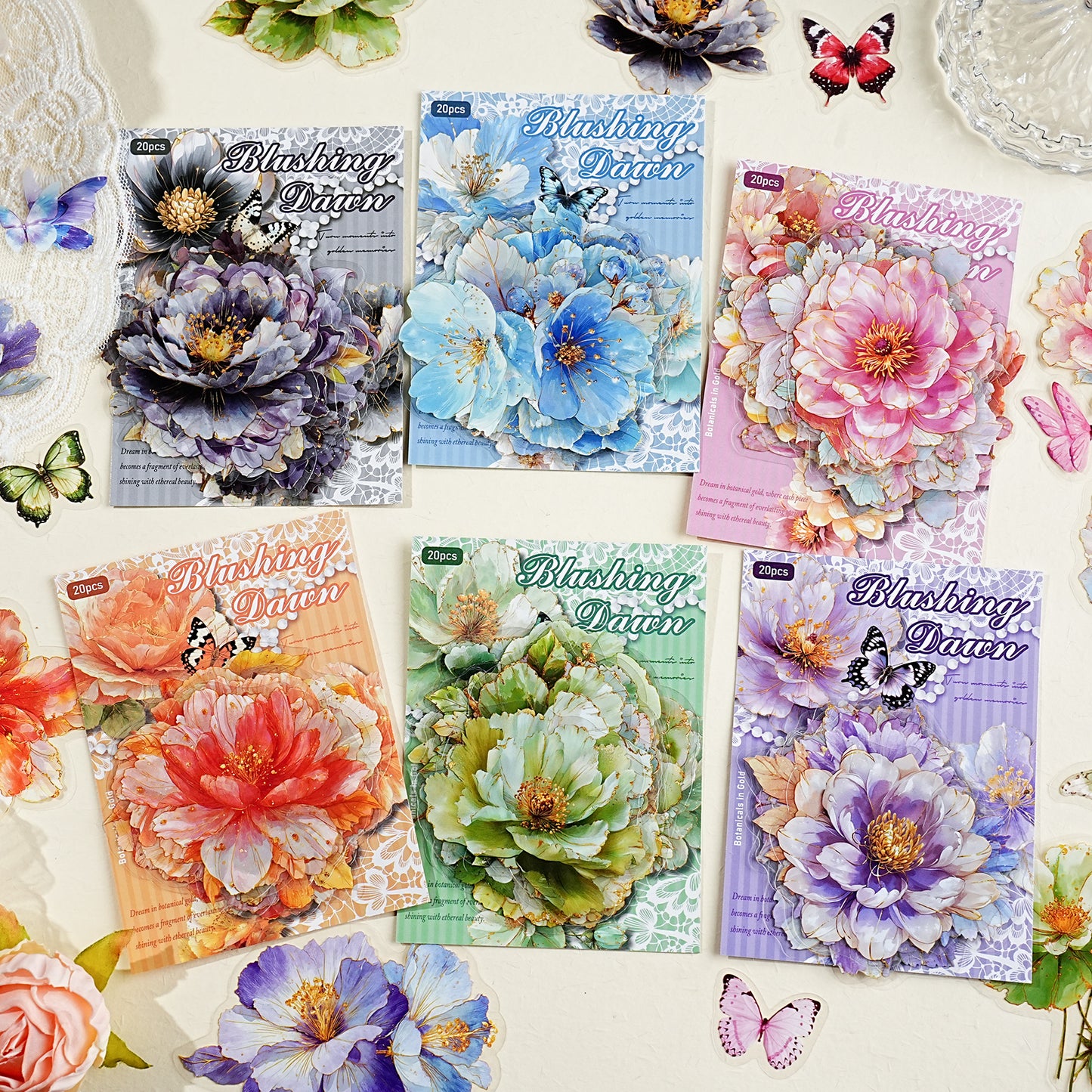 Gilded Flower Language Sticker 20pcs