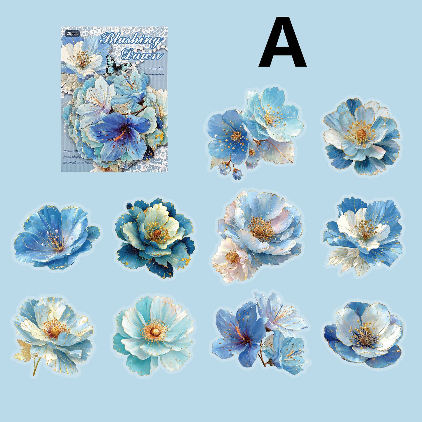 Gilded Flower Language Sticker 20pcs