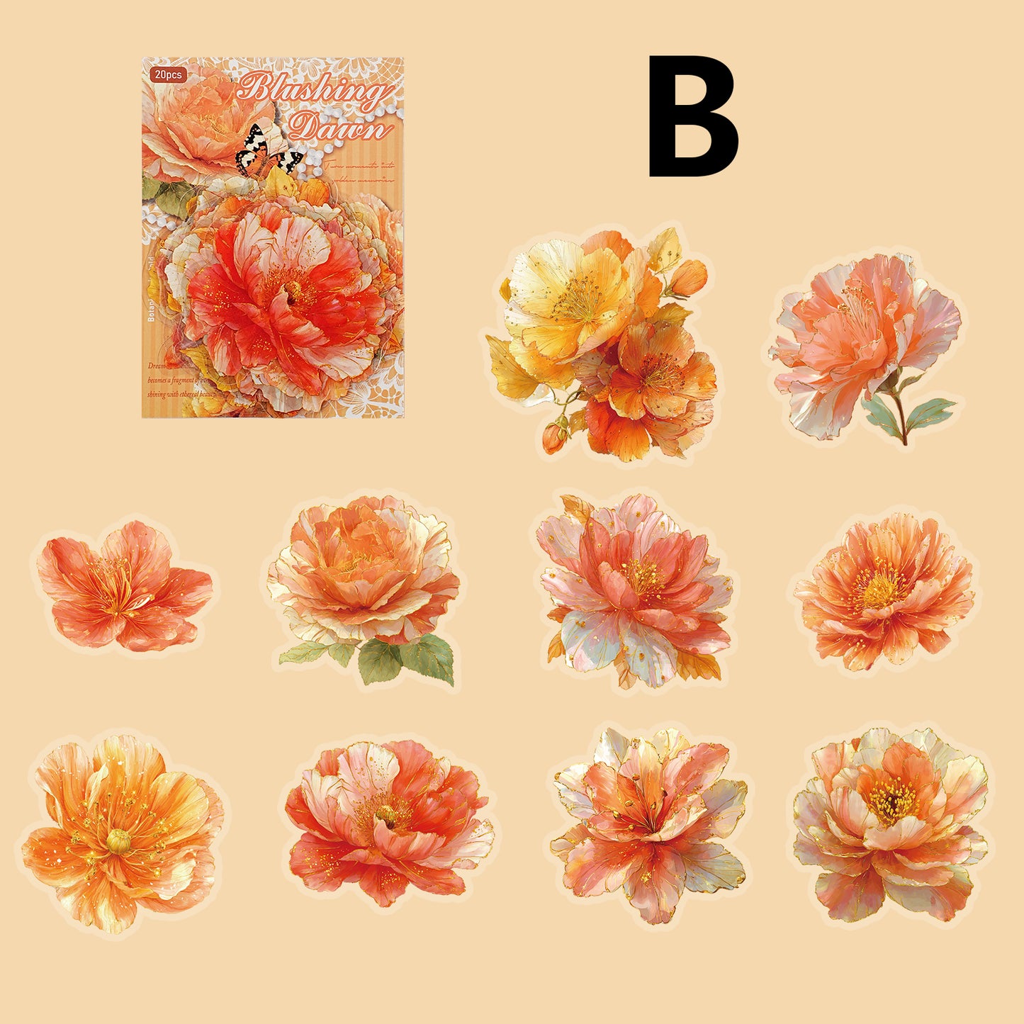 Gilded Flower Language Sticker 20pcs