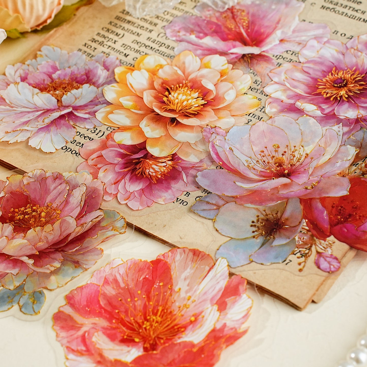 Gilded Flower Language Sticker 20pcs