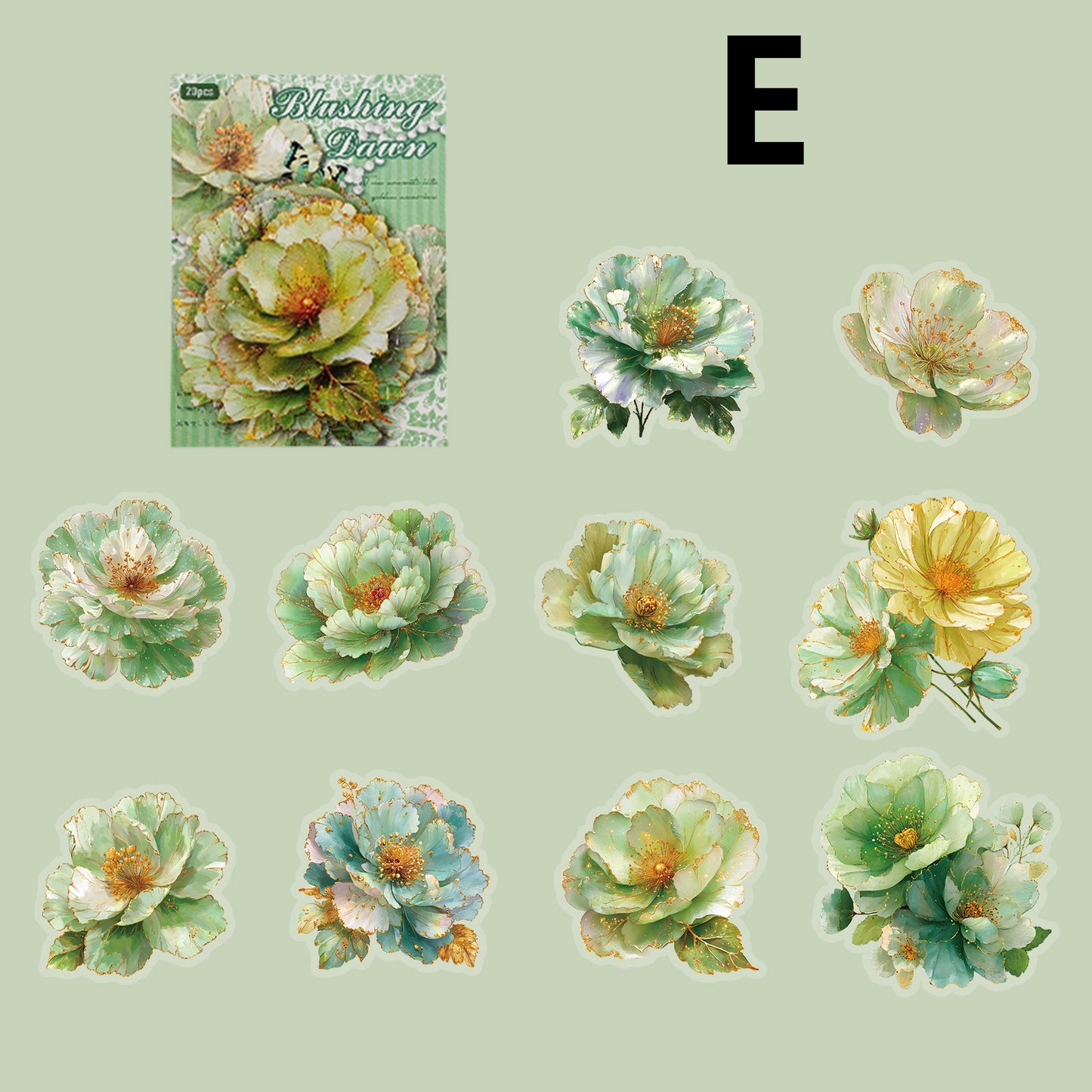 Gilded Flower Language Sticker 20pcs