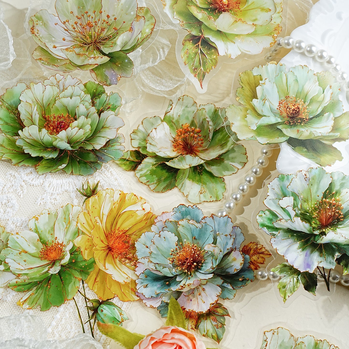 Gilded Flower Language Sticker 20pcs