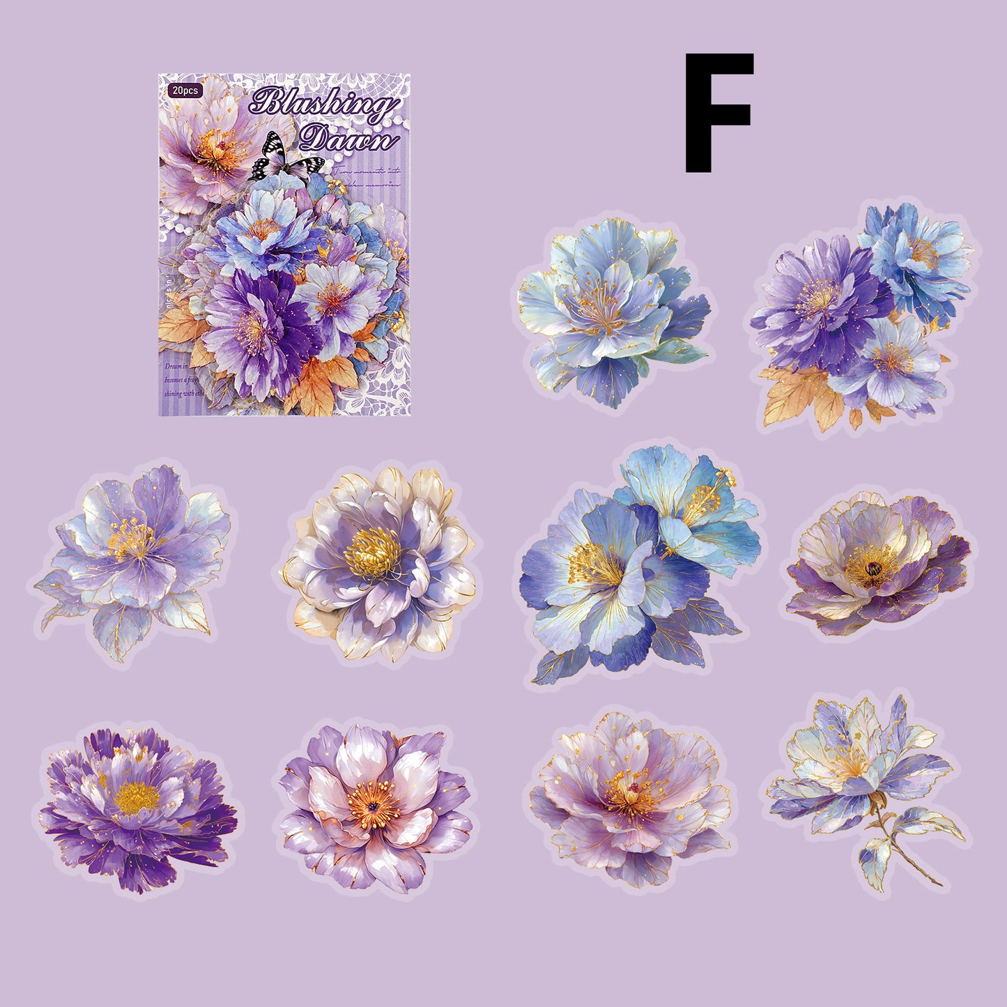 Gilded Flower Language Sticker 20pcs