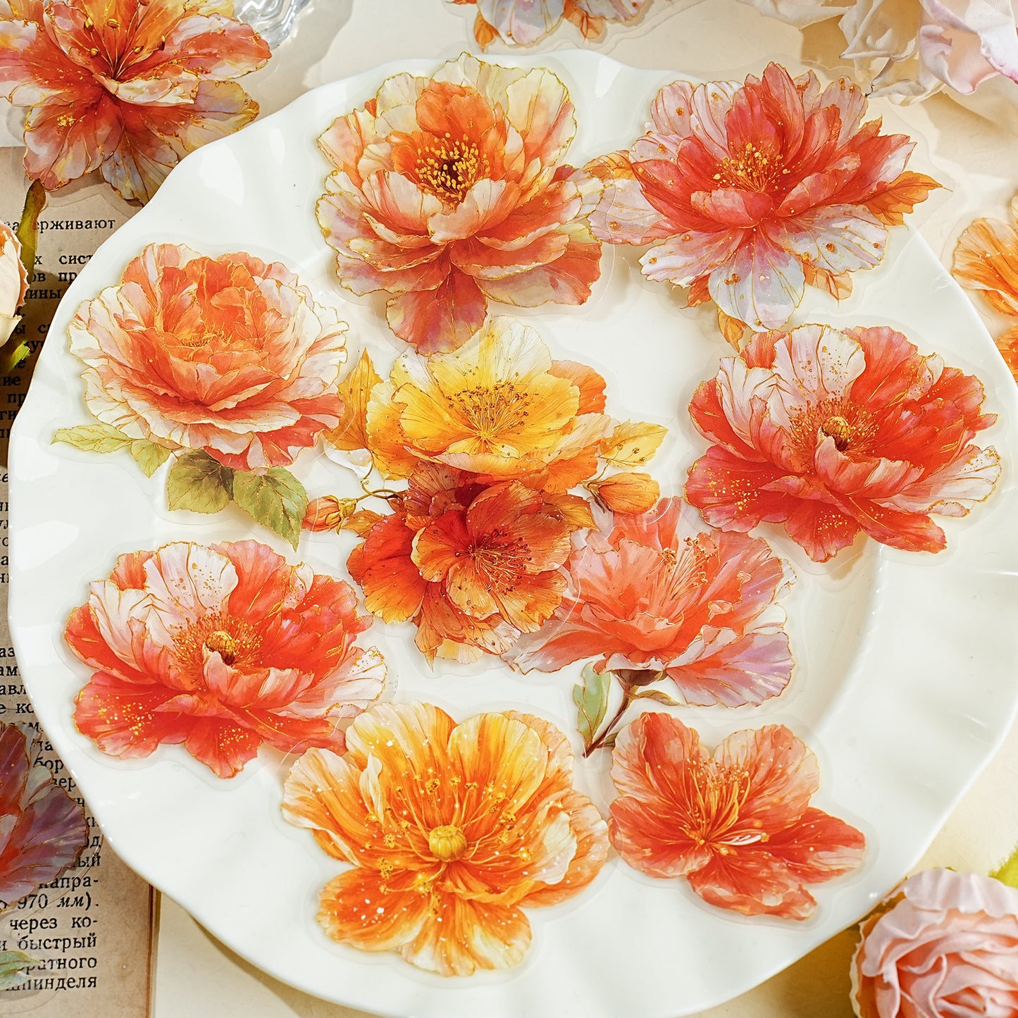 Gilded Flower Language Sticker 20pcs