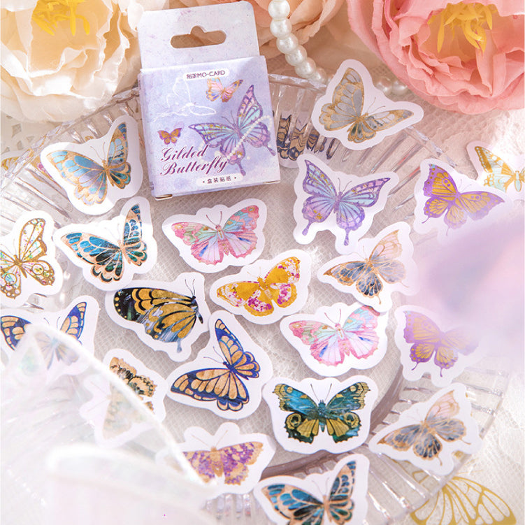 Gilt Butterfly Stickers 46pcs