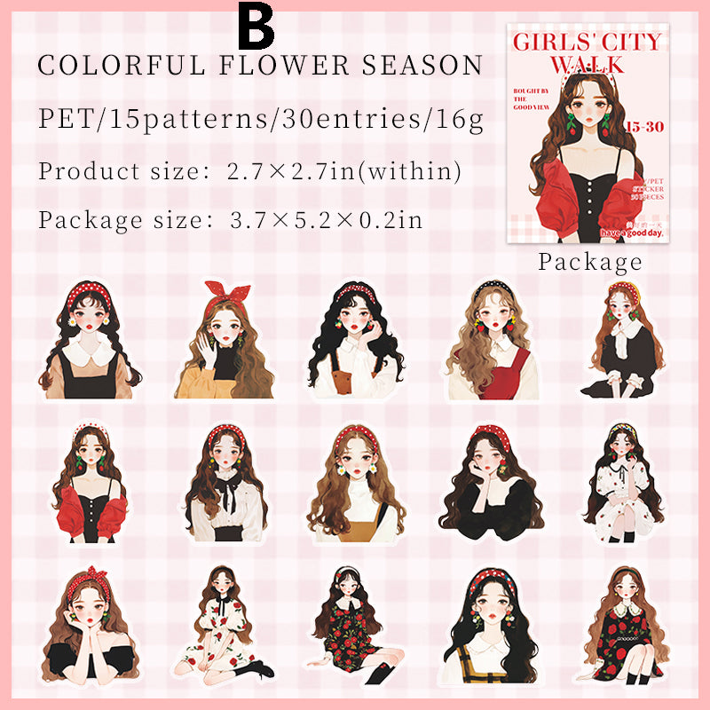 Girls City Walk Sticker 30pcs
