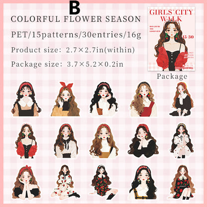 Girls City Walk Sticker 30pcs