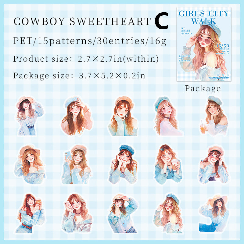 Girls City Walk Sticker 30pcs