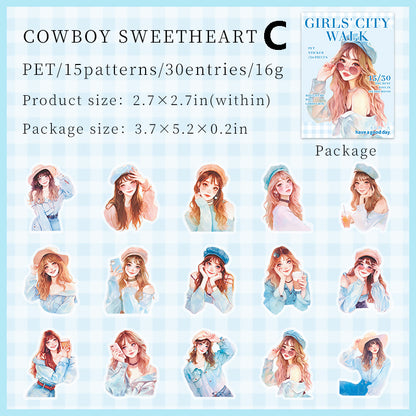 Girls City Walk Sticker 30pcs