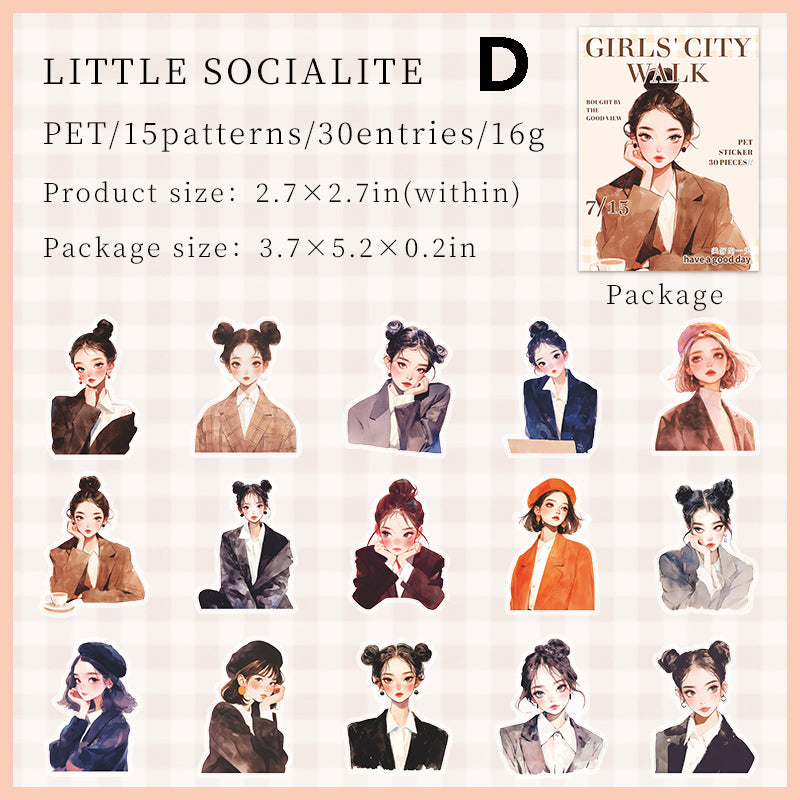 Girls City Walk Sticker 30pcs