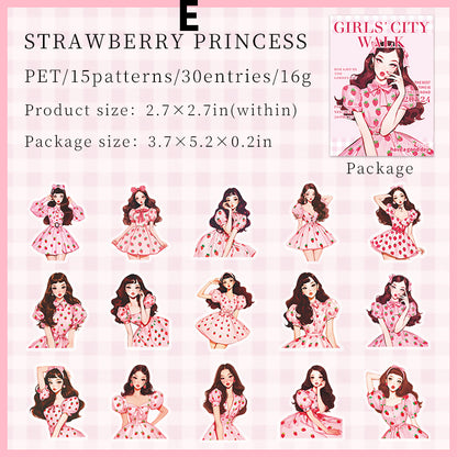 Girls City Walk Sticker 30pcs