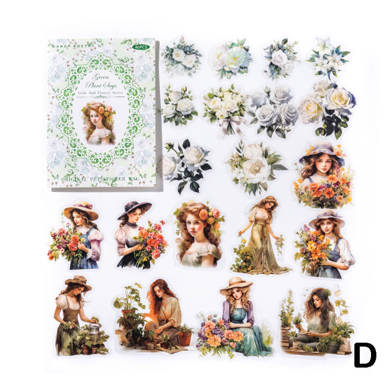 Girls and Flower Stickers 40pcs