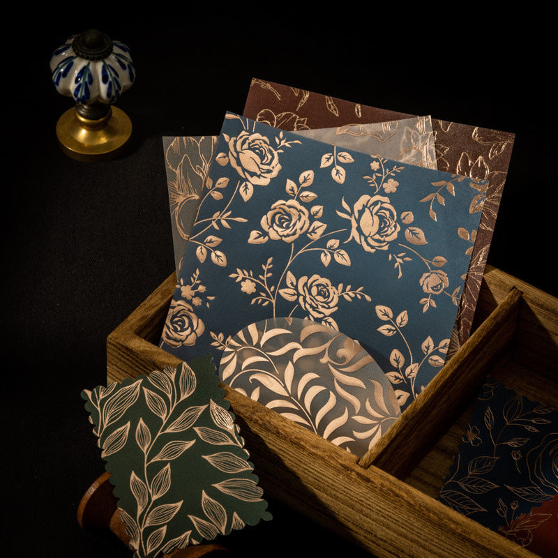 Gokden-Threaded Flower Shadow Paper 8pcs