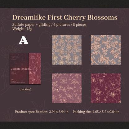 Gokden-Threaded Flower Shadow Paper 8pcs