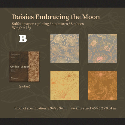 Gokden-Threaded Flower Shadow Paper 8pcs