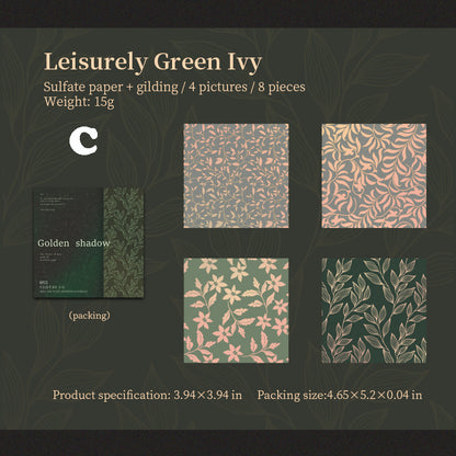 Gokden-Threaded Flower Shadow Paper 8pcs