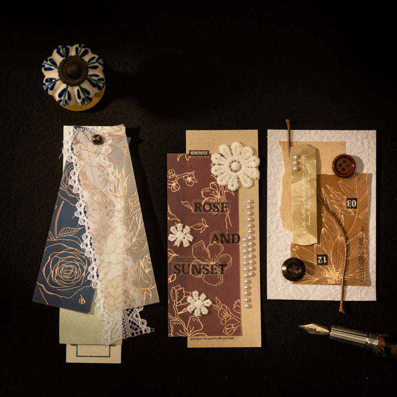 Gokden-Threaded Flower Shadow Paper 8pcs