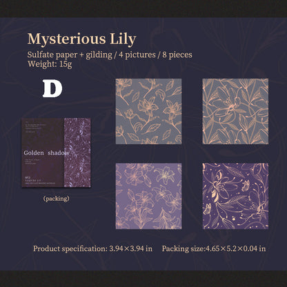 Gokden-Threaded Flower Shadow Paper 8pcs