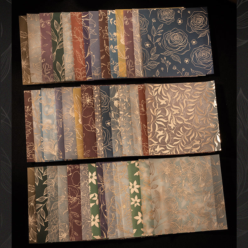 Gokden-Threaded Flower Shadow Paper 8pcs