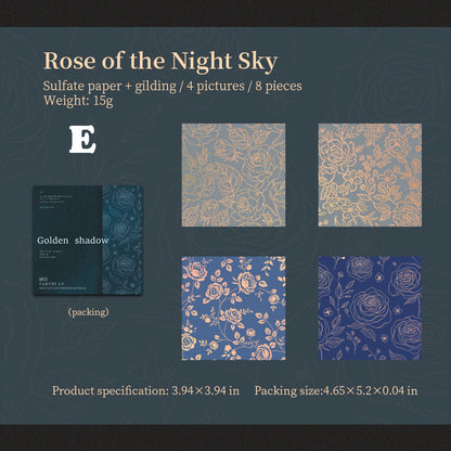 Gokden-Threaded Flower Shadow Paper 8pcs