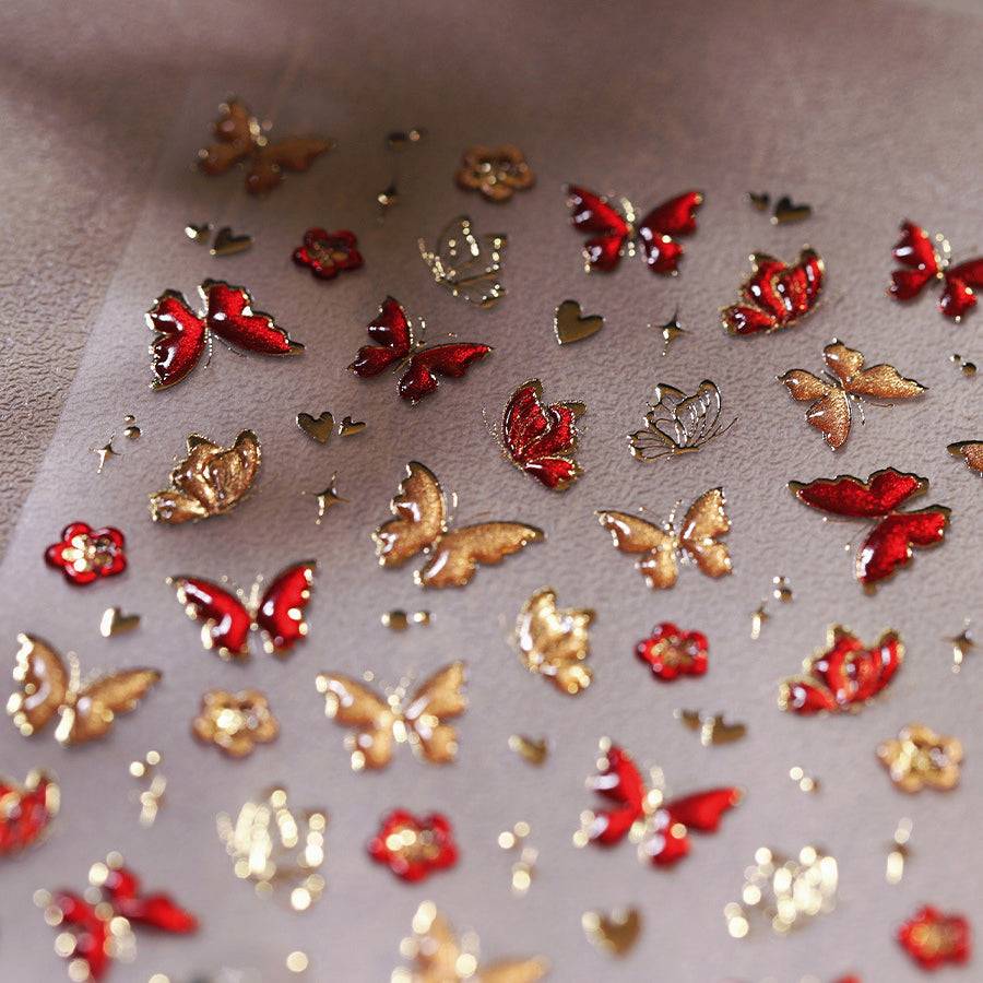 Embossed Mini Sticker Golden Red Embossed Mini Stickers – Estarcase