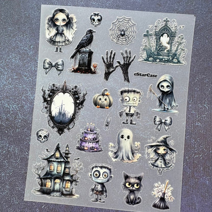 Goth Halloween Embossed Sticker 1pcs