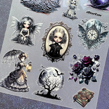 Goth Halloween Embossed Sticker 1pcs