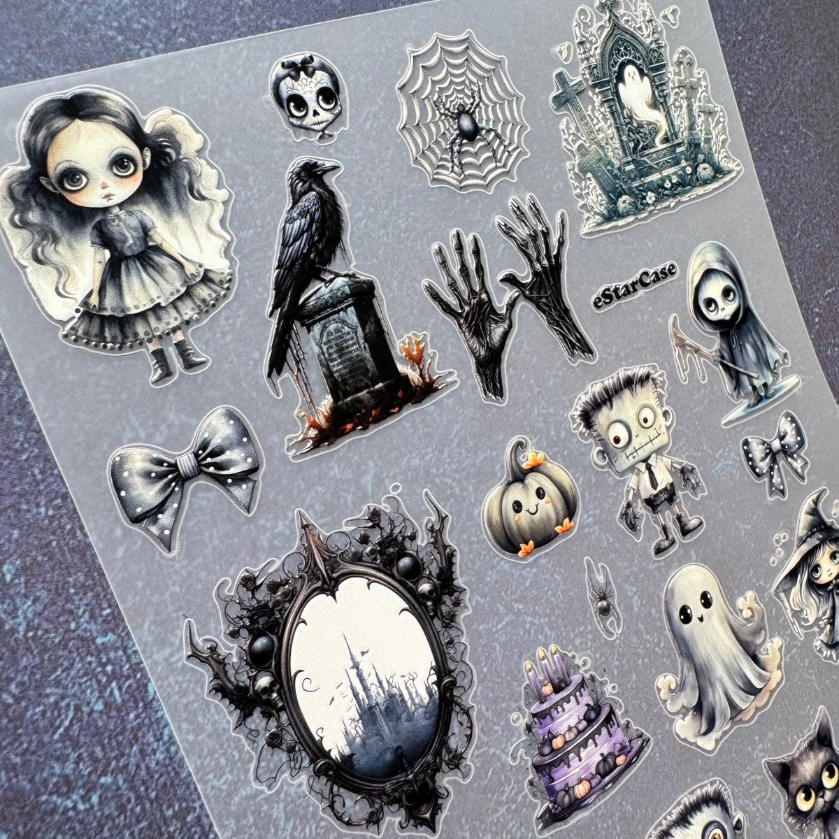 Goth Halloween Embossed Sticker 1pcs