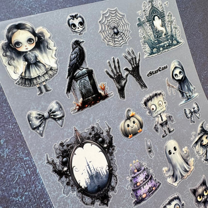 Goth Halloween Embossed Sticker 1pcs