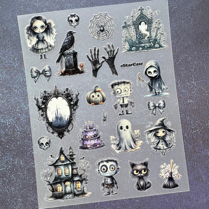 Goth Halloween Embossed Sticker 1pcs