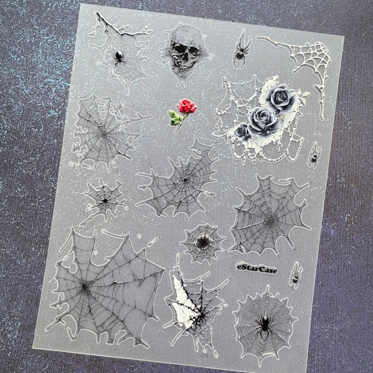 Goth Spider Web Embossed Sticker 1pcs