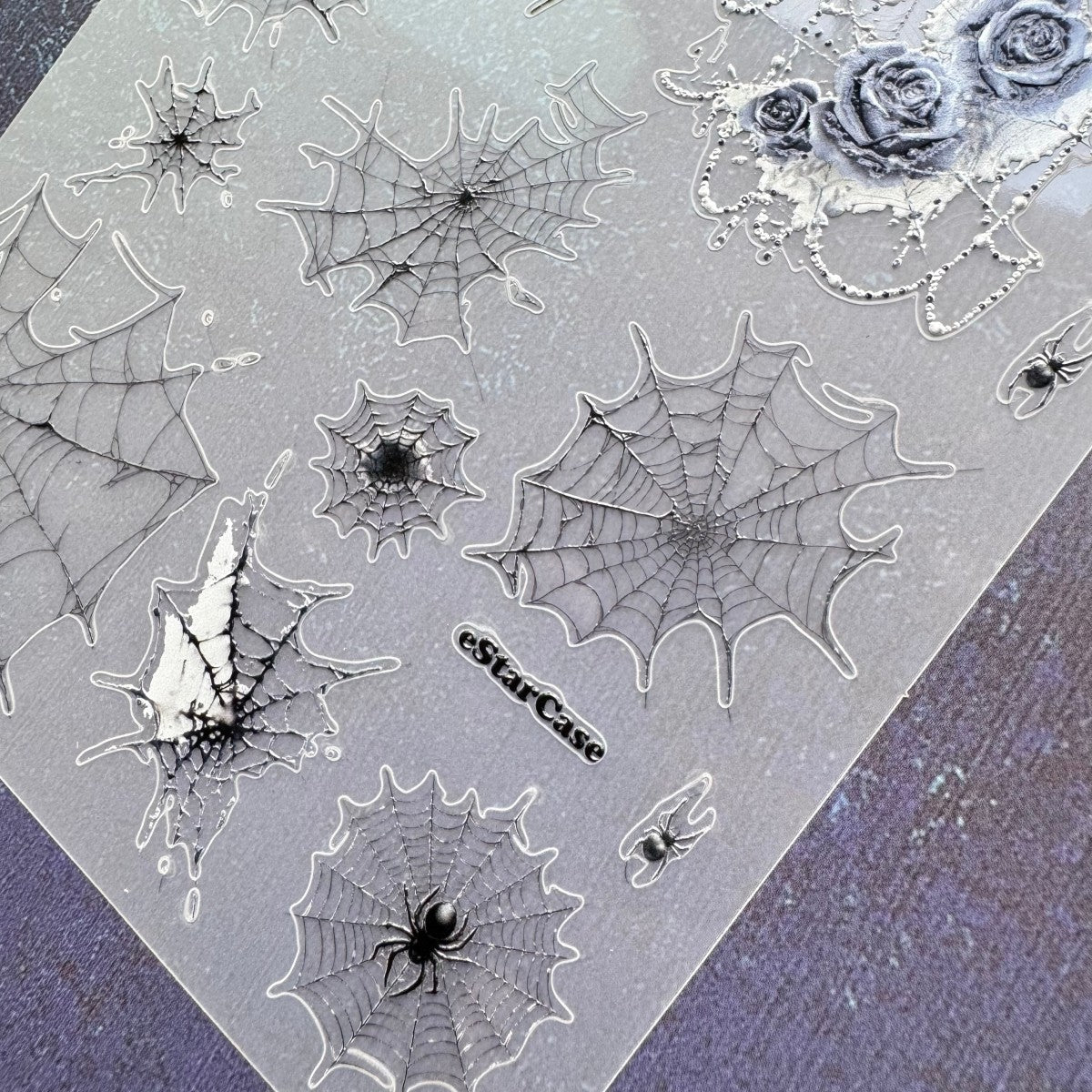 Goth Spider Web Embossed Sticker 1pcs