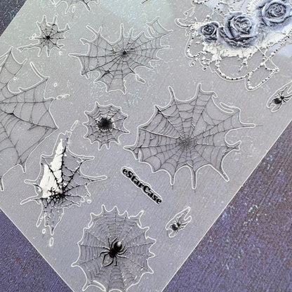Goth Spider Web Embossed Sticker 1pcs