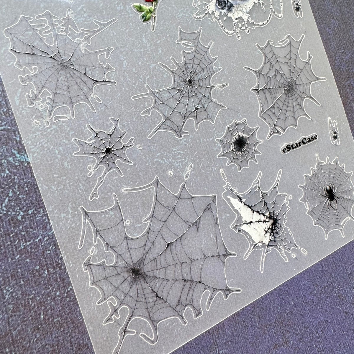 Goth Spider Web Embossed Sticker 1pcs