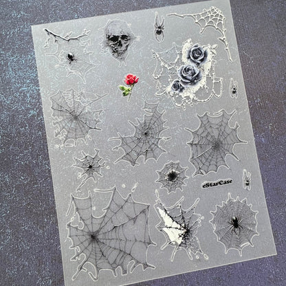 Goth Spider Web Embossed Sticker 1pcs