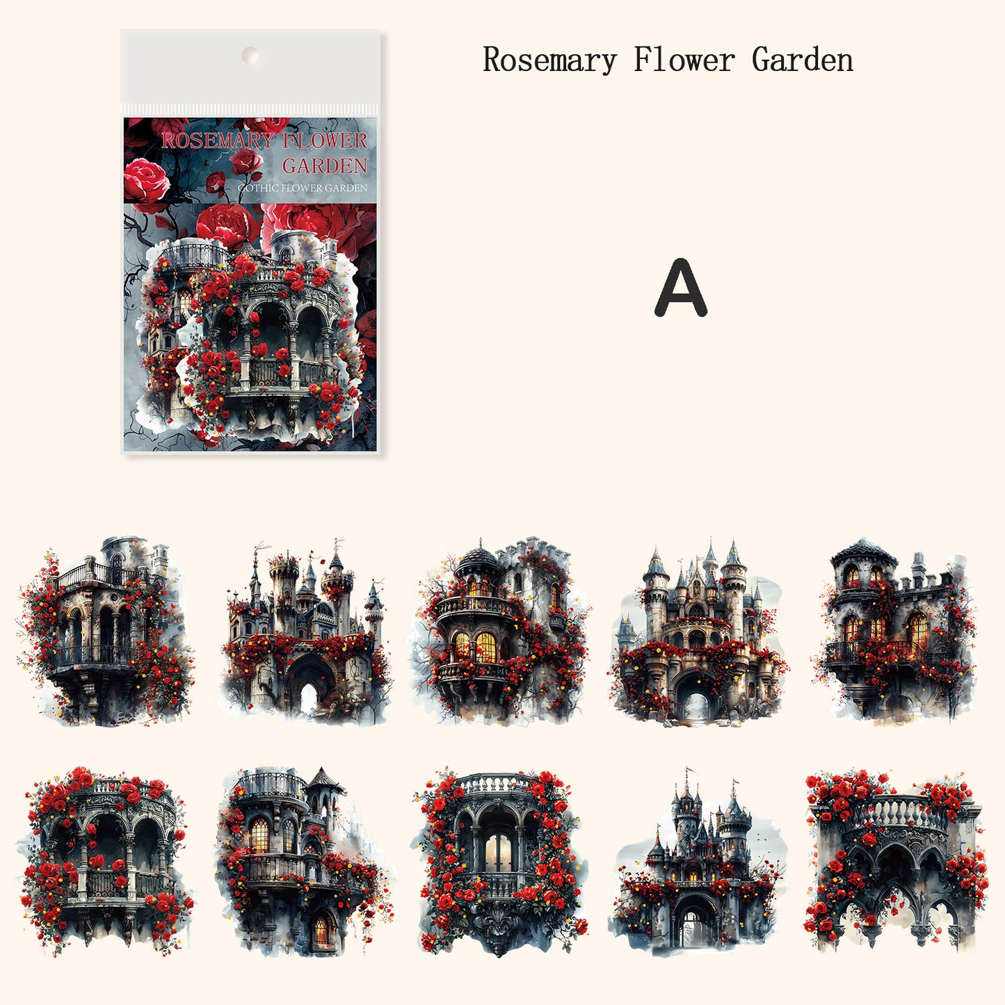 Gothic Flower Garden Stickers 10pcs