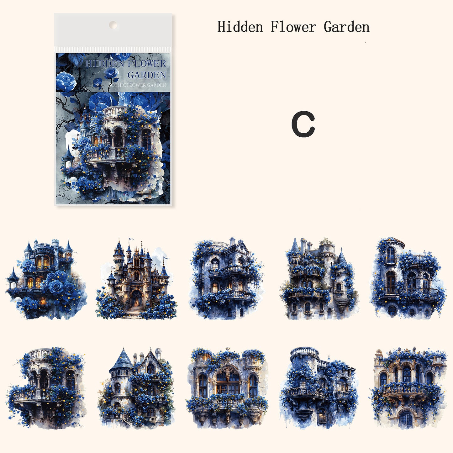Gothic Flower Garden Stickers 10pcs