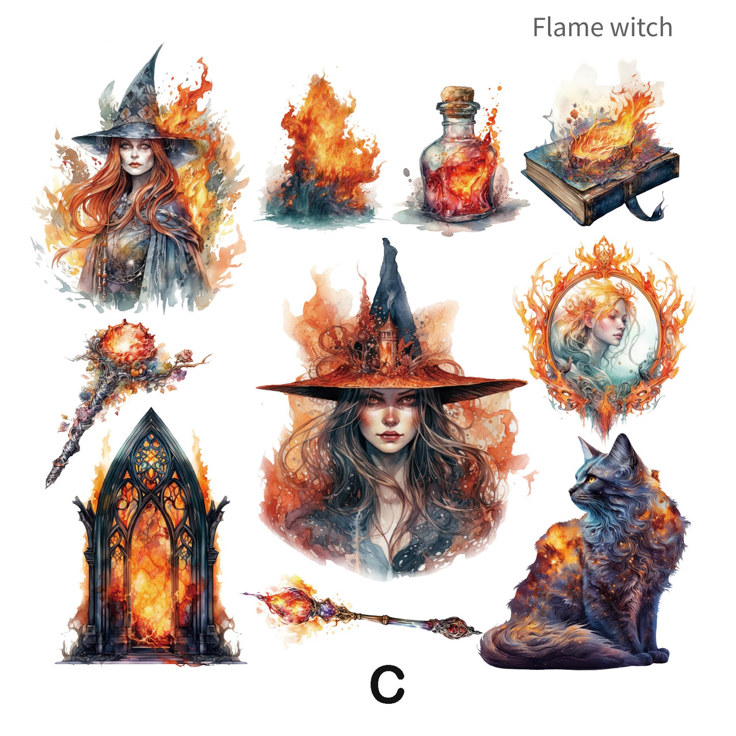 Gothic Witch Series Stickers 20pcs