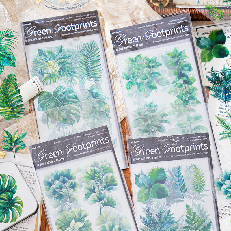 Pre-cut Green Footprints Stickers 6pcs